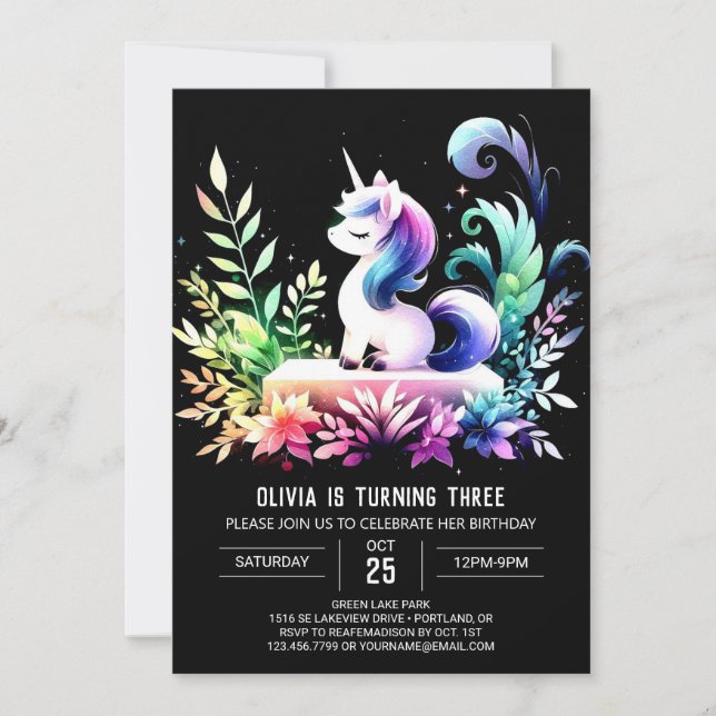 Happy Forest Horse Birthday Invitation (Front)