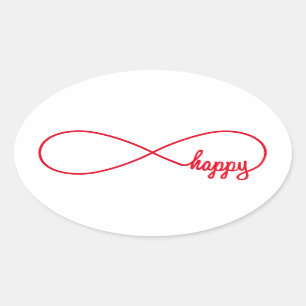 Happy forever oval sticker