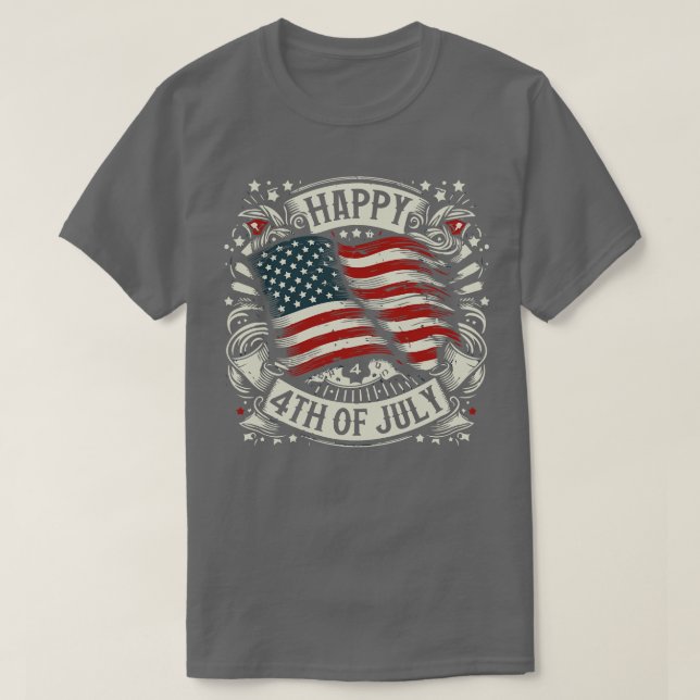 Happy Forth Of July US Flag T-Shirt (Design Front)