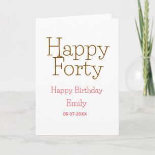 happy forty birthday name golden red bold letter r card