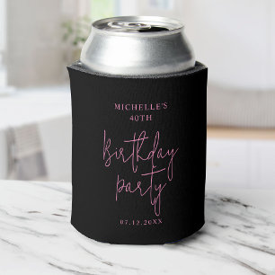 Happy Fortylicious 40th Birthday Party Pink Girly Can Cooler