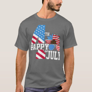 Happy Fourth 4th Of July American Sunflower Glasse T-Shirt