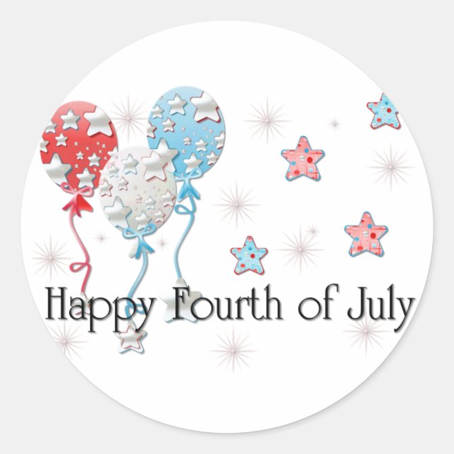 Happy Fourth of July Balloons/Stars Stickers (Front)