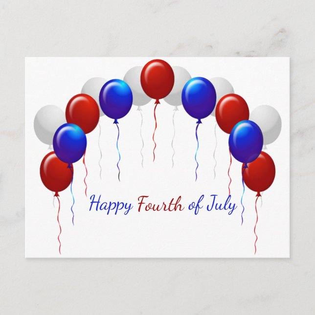 Happy Fourth of July Colourful Balloons Postcard (Front)