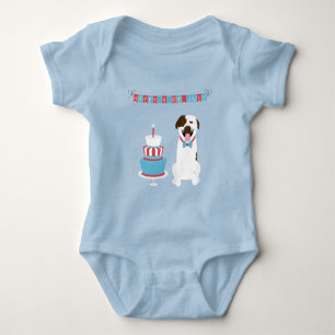 Happy Fourth of July Dog Red White Blue Baby Bodysuit