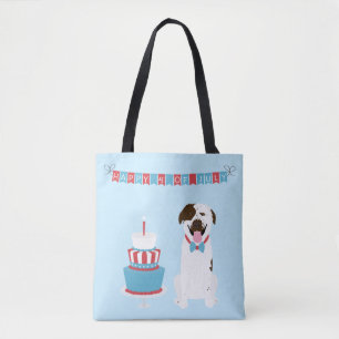 Happy Fourth of July Dog Red White Blue Tote Bag