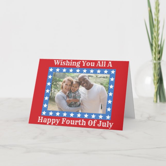 Happy Fourth Of July Family Photo Card (Front)