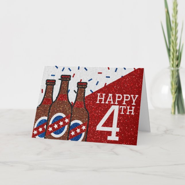 Happy Fourth Of July Glitter Card (Front)