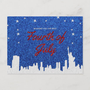 Happy Fourth Of July Glitter Postcard