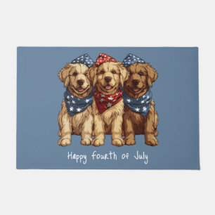 Happy Fourth Of July Golden Retriever Dogs Doormat