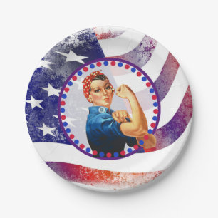 Happy Fourth of July Independent Woman Paper Plate