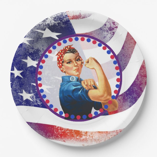 Happy Fourth of July Independent Woman Paper Plate (Front)