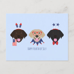 Happy Fourth Of July Labrador Retriever Dogs Postcard