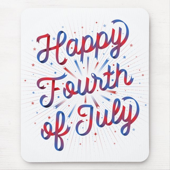 Happy Fourth of July Mousepad / White (Front)