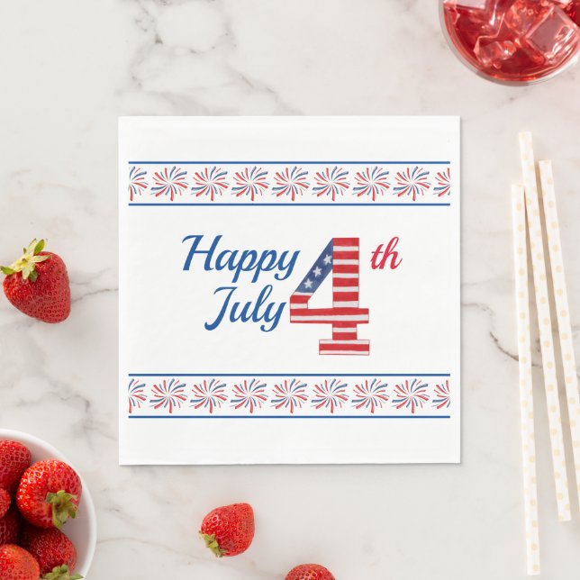 Happy Fourth of July Paper Napkins, Standard  Napkin (Insitu)