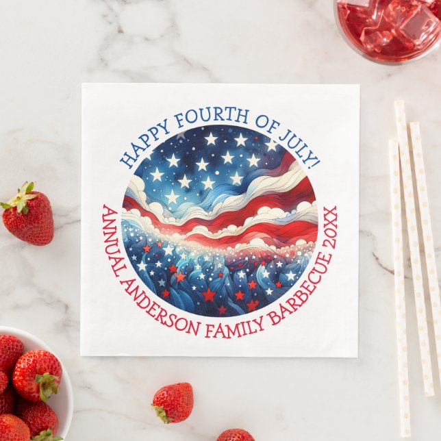 Happy Fourth of July Personalised Napkin (Insitu)