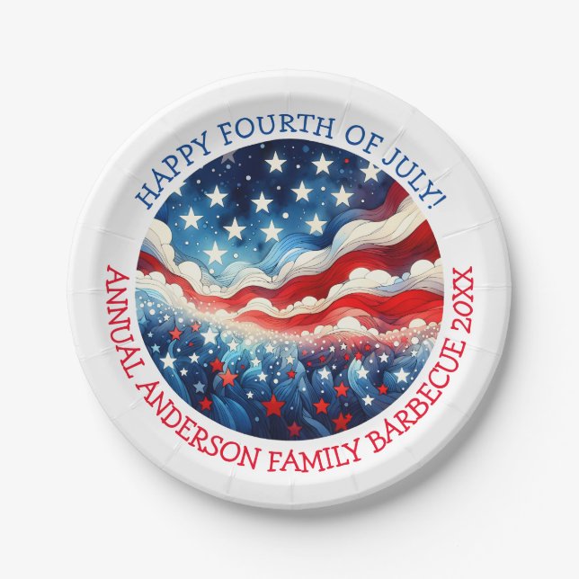 Happy Fourth of July Personalised Paper Plate (Front)