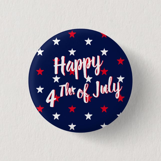 Happy fourth of July, red white navy blue stars 3 Cm Round Badge (Front)
