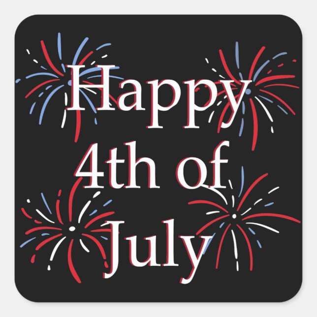 Happy Fourth Square Sticker (Front)