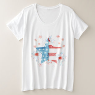 HAPPY FOURTH STAR FLAG T-Shirt Plus Size T-Shirt