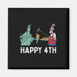 Happy Fourth Statue Of Liberty Uncle Sam Funny 4th Magnet