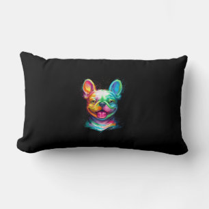 happy french bulldog smiling face gift lumbar cushion