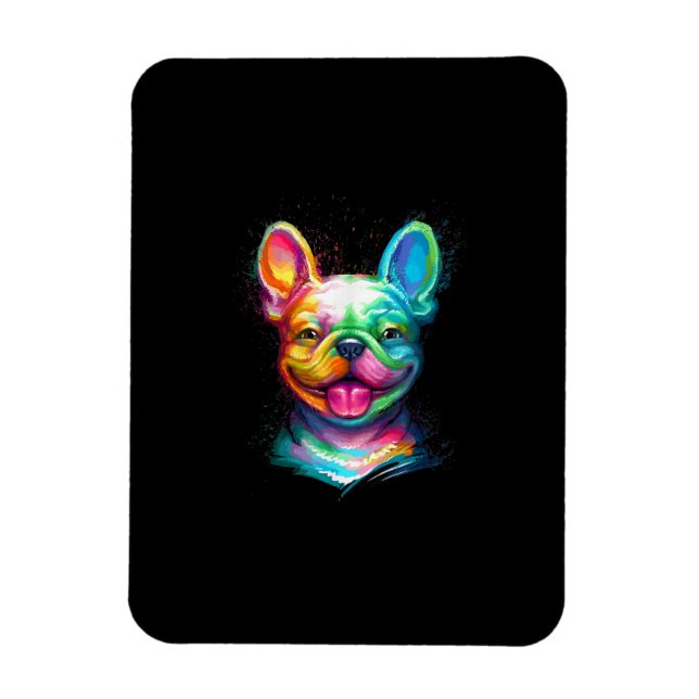 happy french bulldog smiling face gift magnet (Vertical)