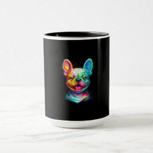happy french bulldog smiling face gift mug
