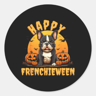 Happy Frenchieween French Bulldog Halloween Classic Round Sticker