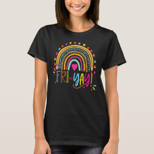 Happy Fri Yay Friday Fun Teacher Gift Leopard Rai T-Shirt
