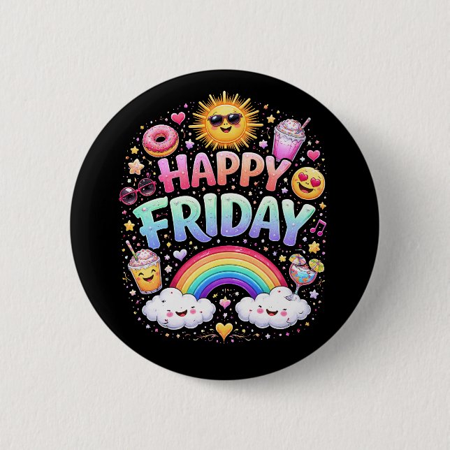 Happy Friday 6 Cm Round Badge (Front)