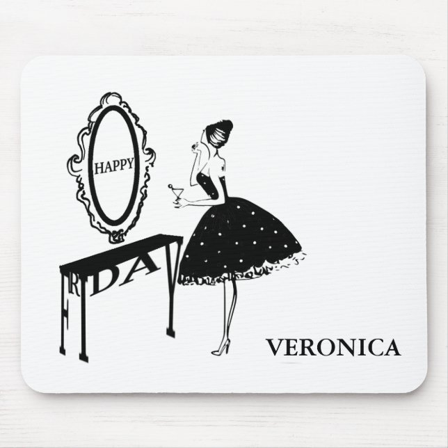 Happy Friday Fashion Illustraton Mouse Pad (Front)