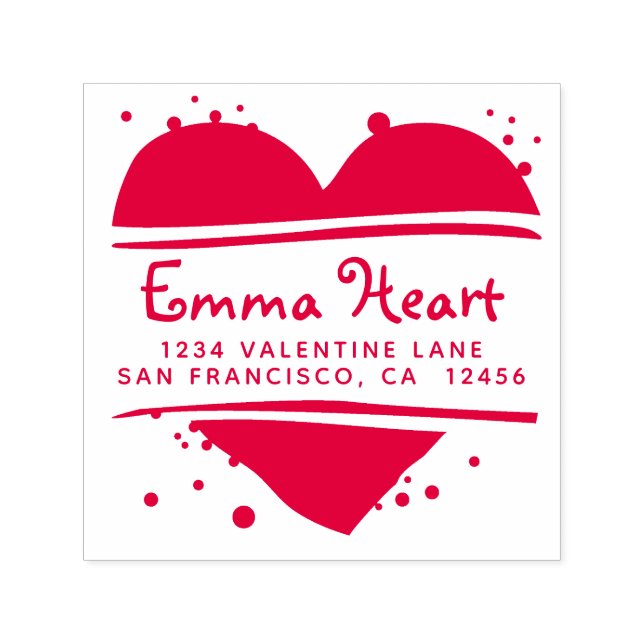 Happy Friendly Red Heart Return Address Self-inking Stamp (Design)