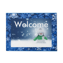 Happy Friendly Snowman Doormat