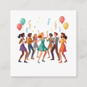 Happy Friends Dancing Party Celebration Enclosure Card