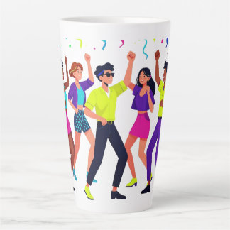 Happy Friends Dancing Party Celebration Latte Mug