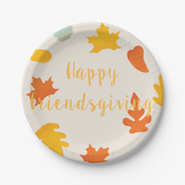 Happy Friends Giving Party Holiday Paper Plate (Front)