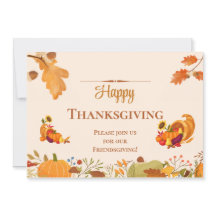 Happy Friendsgiving colourful leaves pumpkins Food