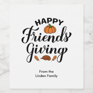 Happy Friendsgiving Personalised Wine Labels