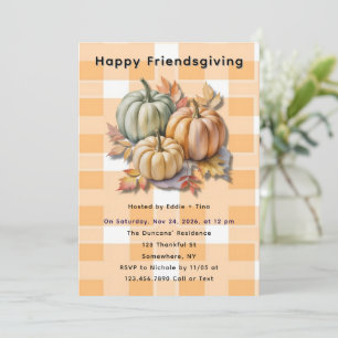 Happy Friendsgiving Pumpkins & Autumn Leaves Invitation
