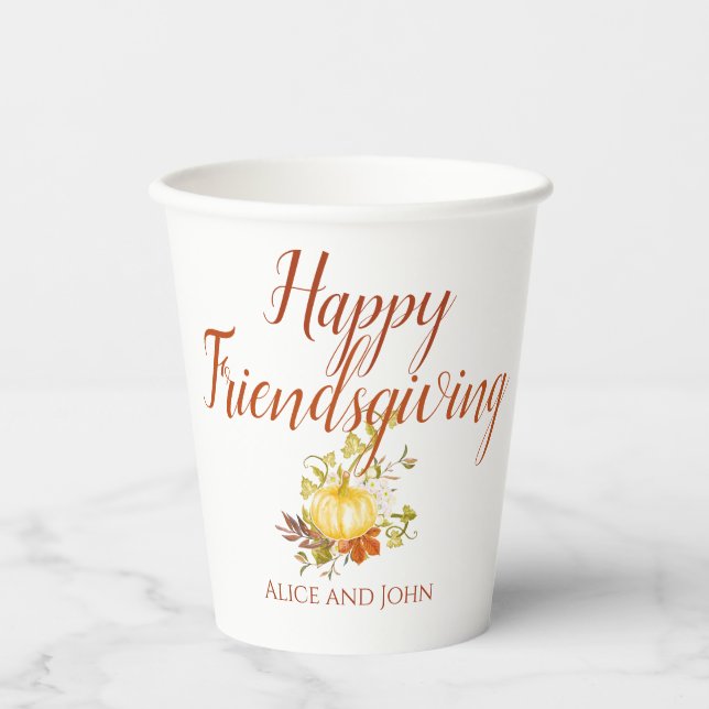 Happy Friendsgiving Thanksgiving Paper Cups (Front)
