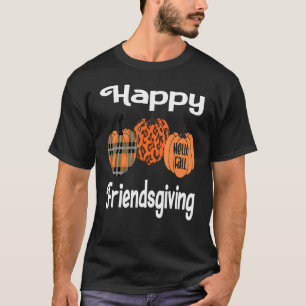 Happy Friendsgiving Thanksgiving Plaid Pumpkin Fa T-Shirt