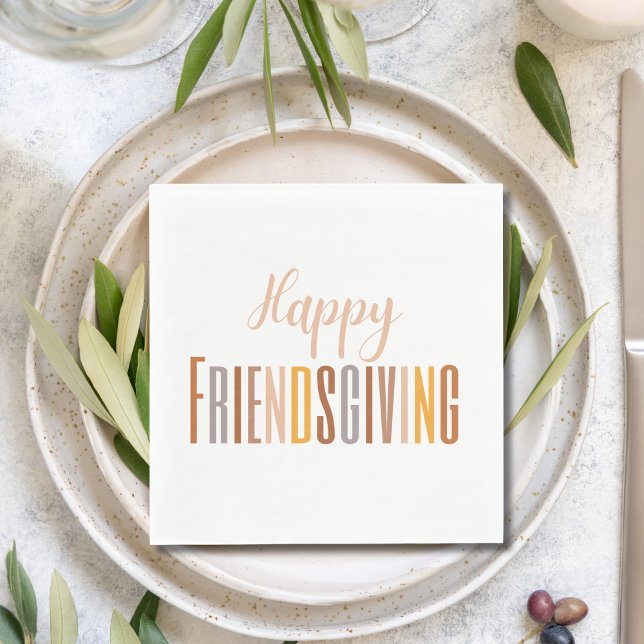Happy Friendsgiving Thanksgiving Typography Fall Napkin (Creator Uploaded)