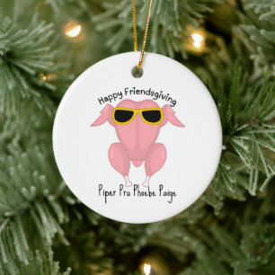 Happy Friendsgiving Turkey Thanksgiving Gift Ceramic Tree Decoration