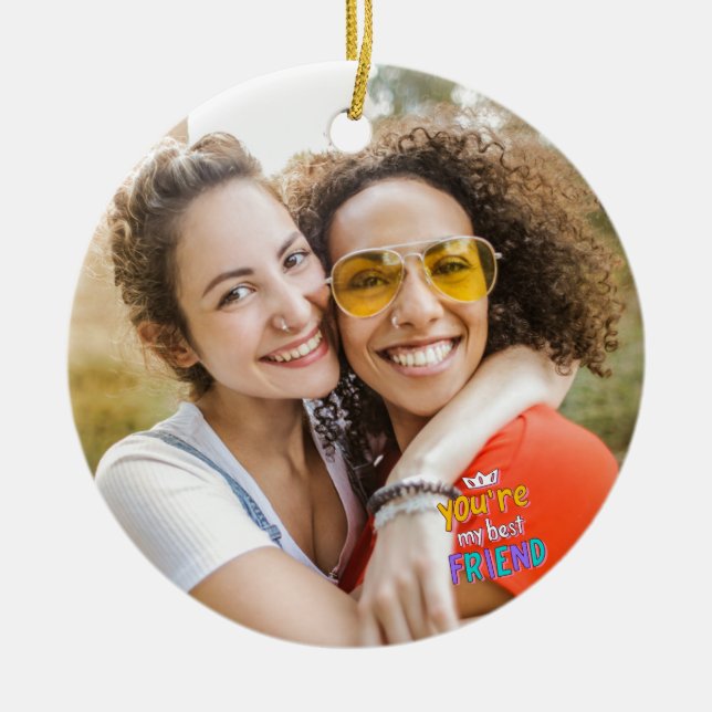 Happy Friendship Day BEST FRIEND PHOTO Ceramic Tree Decoration (Front)