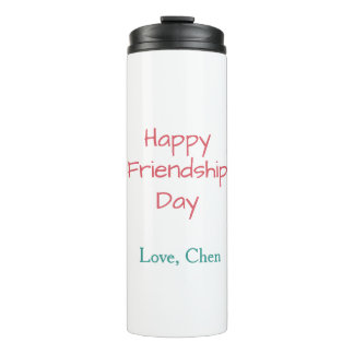 Happy friendship day red blue love name friends fo thermal tumbler