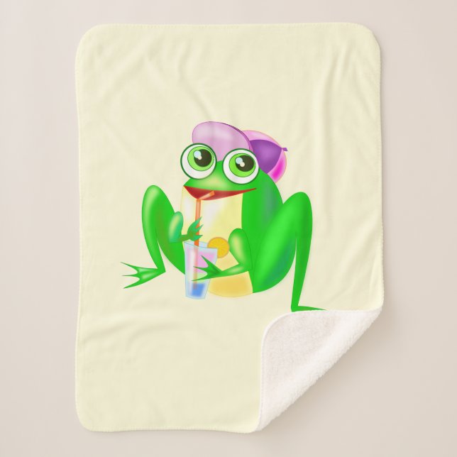 Happy Frog Baby Sherpa Blanket (Front)