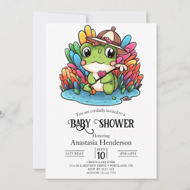 Happy Frog Baby Shower Invitation (Front)