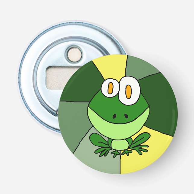 Happy Frog Button Bottle Opener (Front)