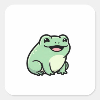 Happy Frog – Cute Kawaii Animal Illustration Square Sticker
